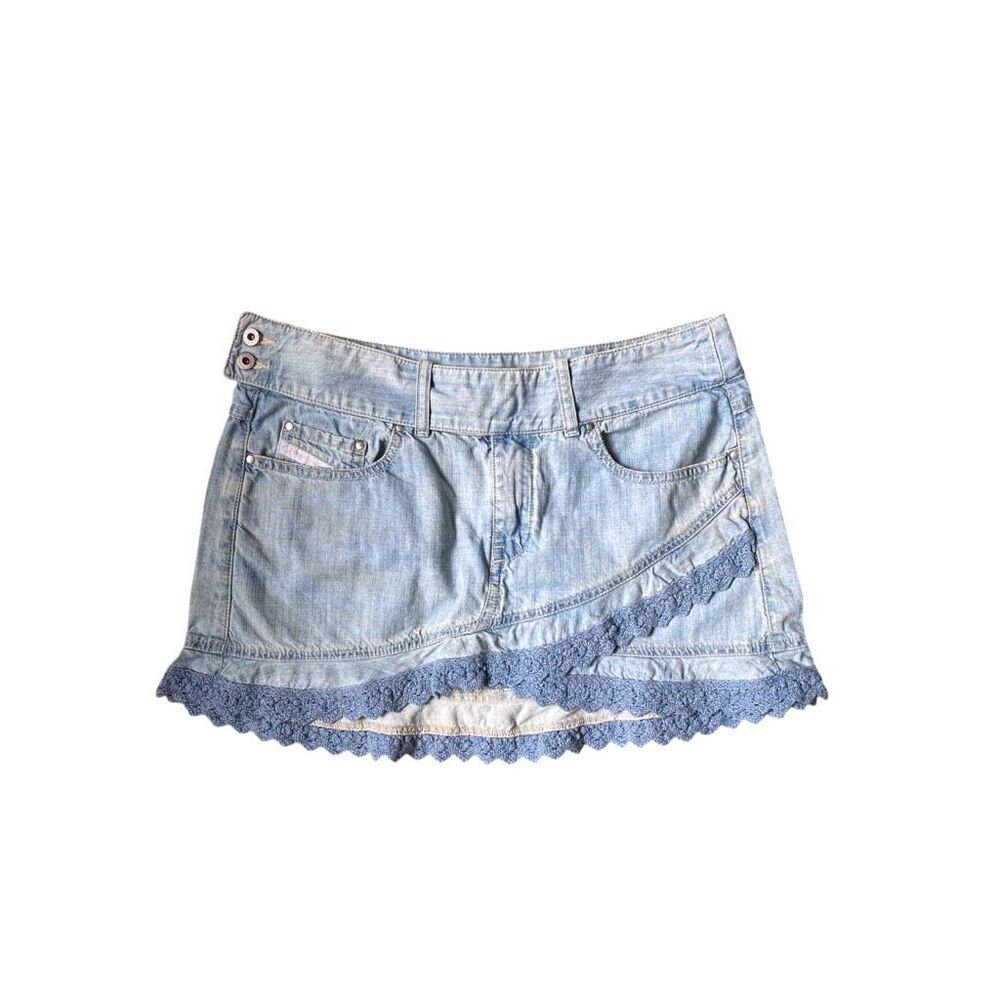 diesel crochet low-rise denim mini skirt